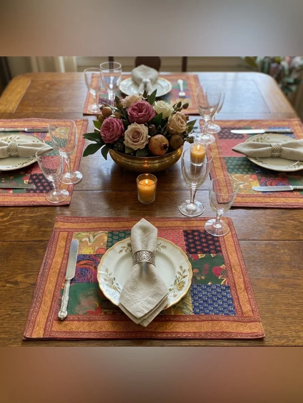 Vintage Pier 1 Indian Patchwork placemats set of 4